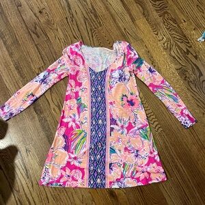 Lilly Pulitzer Magenta Tipping Point Paradis pink floral long sleeve dress XS